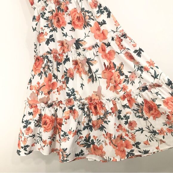 C+D+M Orange Floral Print Tiered Ruffle Halter Dress - Picture 7 of 13